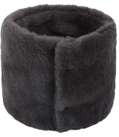 Écharpe tour de cou pour femme - Petit cache-cou d'hiver en peluche - Couleur unie - Coupe-vent - Boutons circulaires - Écharpe vintage, gris foncé, taille unique