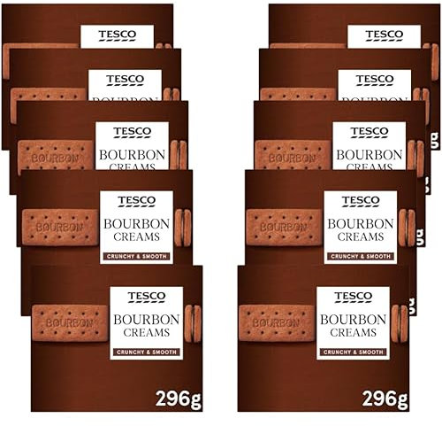 Biscuit Bars Bundle with Bourbon Creams Biscuits 296G - 10 Pack | Chocolate Sandwich Biscuit with a Chocolate Flavoured Filling.