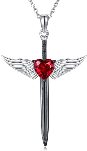 DAYLINLOVE Kreuz Halskette 925 Sterling Silber Engel Flügel Kreuz Anhänger Religiöse christliche Schmuck Geschenke für Frauen