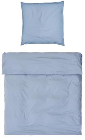 MÖVE Luxury Bettwäsche-Set 135x200 cm + 80x80 cm aus 100% Baumwolle, Light Blue