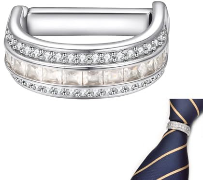 RunootPR Zirkon Krawattennadel Silber Stilvoll Krawattenring Krawattenklammer Herren Praktisch Krawattenschnalle Hochzeit Business Parteien Herrenschmuck mit Geschenkbox