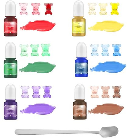 Canollo 6 Stück Farbpigmente für Gießpulver, Gießpulver Farbe je 5 ml, Gießpulver Farbe Betonpigment, Epoxidharz Pigment Farbstoff Set, für Harz Kunst, Gipsfarbe, DIY Kunsthandwerk