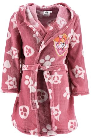 PAW PATROL Mädchen Bademantel | kuschliger Morgenmantel | Coral Fleece | mit Kapuze und Skye Motiv Gr. 98 128