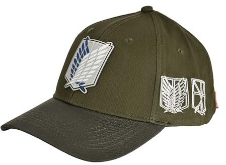 Elbenwald Basecap - Verschiedene Anime und Film Motive Druckknopflasche Mehrfarbig Baumwolle (DE/NL/SE/PL, Alphanumerisch, Einheitsgröße, Attack on Titan - Scout)