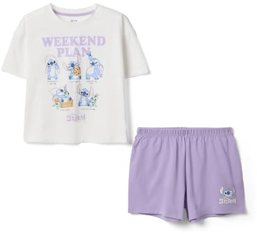OVS Kids Kurzpyjama für Mädchen aus reinem Baumwolle, Mehrfarbig mit Stitch