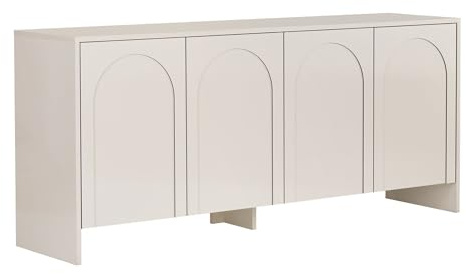 Moderner cremefarbener Konsolentisch, 180 x 80 x 45 cm | 100% melaminbeschichtete Spanplatte, 18 mm dick | stilvolles & funktionales Design für Wohnzimmer oder Flur, elegante Volltonoberfläche