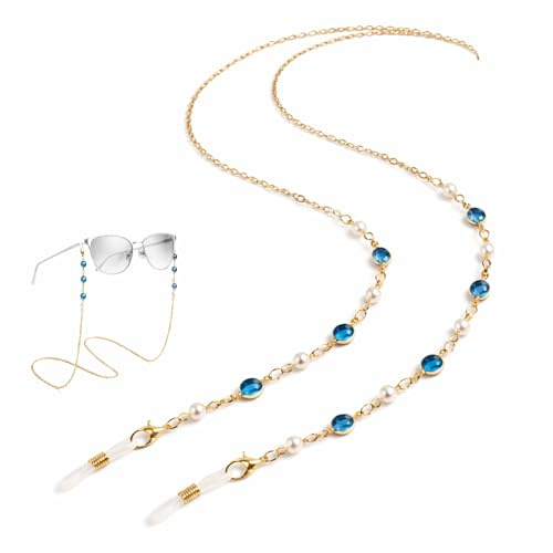 CAYLEKI Beaded Eyeglasses Chain, Stylish Anti-Slip Glasses Strap in 5 Colourful Designs - Secure Spectacle Cord for Women, Sunglasses String Lanyard for Reading and Outdoor Activities
