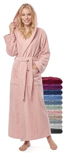 jazzylab Peignoir Femme Extra Long à Capuche – 100% Coton Éponge 380 g/m² | Confort enveloppant pour le sauna, le spa ou la maison, avec douceur, absorption et chaleur au quotidien