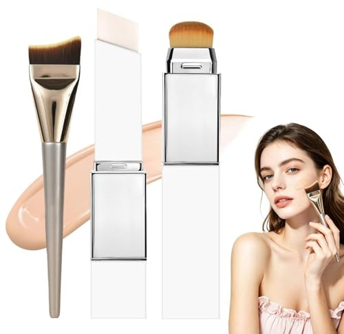 Color Changing Foundation Stick, Foundation Make Up mit Fischschwanzpinsel, 2-in-1 Feuchtigkeitsspendende und Leichte Abdeckcreme, Leichte Farbwechsel Abdeckcreme Cremestift für Alle Hauttypen