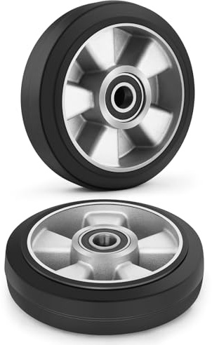 Satz mit 2 Hubwagen Rad Gummi 200x50mm mit Kugellager, Achse 20 mm | Hubwagen Rollen Gummirollen Hubwagenräder für Palettenhubwagen, Maximale Belastung: 1500 KG