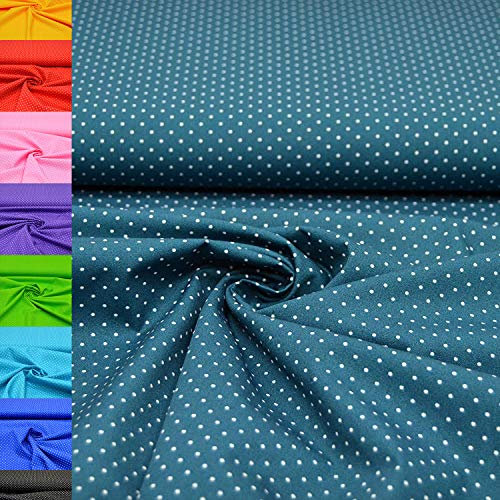 MAGAM-Stoffe Amelie Pünktchen Baumwollstoff Oeko-Tex Meterware 50cm (09. Petrol)