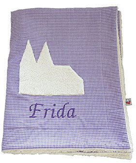 Glückspilz Namensdecke Babydecke Kuscheldecke I Decke mit Namen personalisiert I Kölner Dom I Lila I