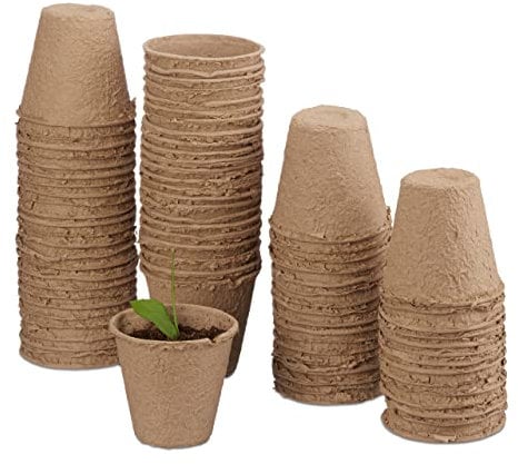 Relaxdays Anzuchttöpfe im Set, biologisch abbaubar, für Pflanzen, 80 Stück Pflanztöpfe, Zellulose, rund, 8 cm, beige, 8 x 7.5 x 7.5 cm