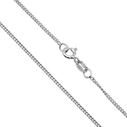 AKA Gioielli® - Cadena Barbada 1.3 mm Plata de Ley 925 Rodiada - Collar Mujer y Hombre Fina Larga 35 40 45 50 55 60 65 70 80 cm