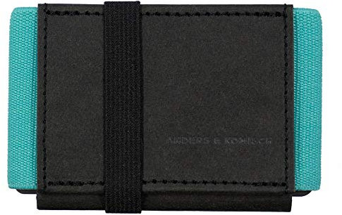 Anders & Komisch A&K Minimal Wallet mit Münzfach Karten Portemonnaie Herren Kleine Geldbörse Damen extrem leicht und dünn Kartenetui aus Berlin Schwarz/Mint
