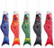 Cabilock 5 x Koi-Fisch-Windsack in Karpfen-Form, zum Aufhängen, Outdoor-Dekoration, japanischer Windsack, Luftschlangen für Sushi-Bar, Izakaya, Zimmer, Hotel, Schule, Dekoration, 40 cm
