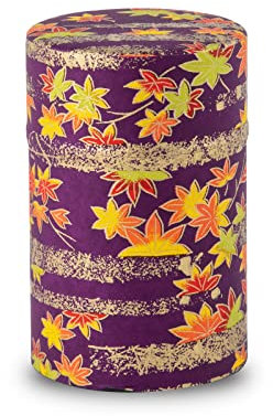 【NOREN】 Japanische Washi Teedose für Losen Tee 100g (Momizi - Lila) / Mit Luftdichtem, Feuchtigkeitsbeständigem, Innenverschluss