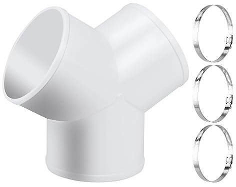 Duct Connector, 3 Way Duct Splitter for Exhaust Fan Dryer Vent Hose, 4 Inch Dia Come with 3 PCS Hose Clamps
