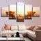 JBUTXE 5 Teiliger Kunstdruck auf Leinwand, Leinwand zum Bemalen, Wandbild, Strandkorb trinken Sonnenuntergang Seelandschaft Öl - Bilder für Zuhause, Moderne Dekoration für Wohnzimmer Schlafzimmer 100x