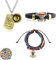 Zaky 13 Stück One P. Geflochtenes Lederarmband Trafalgar Law Armband Luffy Skeleton Anhänger Halskette Strohhut Anime Männer Aufkleber Set
