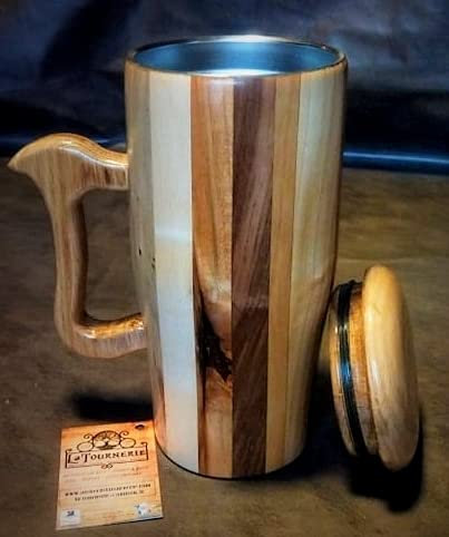 Grand Mug en Bois Isotherme - 1L / 40oz - Tourné artisanal Atelier La Tournerie