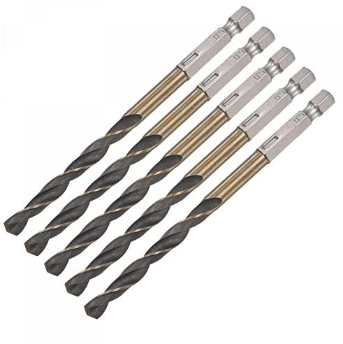 sourcing map 5Stk. Schnelldrehstahl HSS Spiralbohrer 6mm Durchm. 1/4 Sechskant 114mm lang
