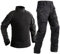 Czen Herren Tactical Shirt Militär Hemden Langarm Shirts Hosenanzüge Airsoft BDU Shirt Paintball Camouflage Outfit (BlackCp, L)