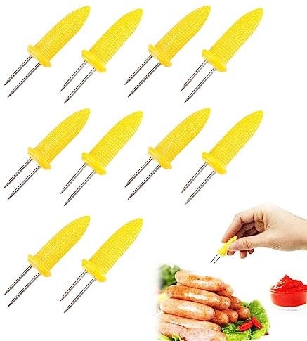 10 Pcs Corn on The Cob Skewers, Corn Holders, Corn Cob Holders, Stainless Steel Corn on The Cob Skewers, Corncob Holders Forks for Picnic Camping Party Tool Food Festival Home Outdoor