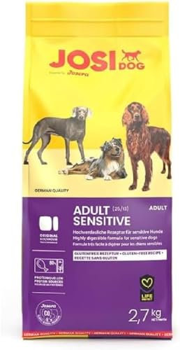 JosiDog Adult Sensitive (1 x 2,7 kg) | Adult | Premium Trockenfutter für empfindliche Hunde | besonders bekömmlich mit viel Geflügelprotein | glutenfrei | Powered by JOSERA | Hundefutter | 1er Pack