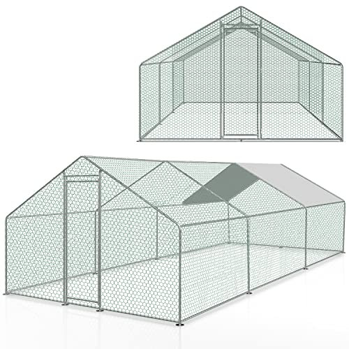 Gimisgu Hühnerstall Freilaufgehege 3 x 6 x 2 m, Stahl Verzinkt Kleintierstall Freilauf Vogelkäfig Hühnerkäfig mit Schloss, Tiergehege Freigehege für Hühner, Kleintiere & Pflanzen