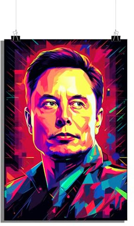 25 Artstreet Elon Muskposter | Tech-Visionär | Teslaposter | Dogecoin | Pop-Art-Porträt | Unternehmerische Ikone | Popkultur-Wanddekoration (60x90)