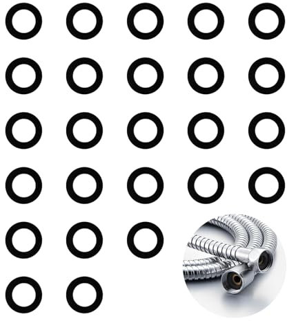 25 Stück Dichtung Duschschlauch Dichtungsring Duschkopf - Flachdichtungen für Schlauchanschlüsse, Gummi-Unterlegscheiben für Armaturen, Dichtung für Duschschlauch, Duschkopf Dichtung (19X12X3 mm)