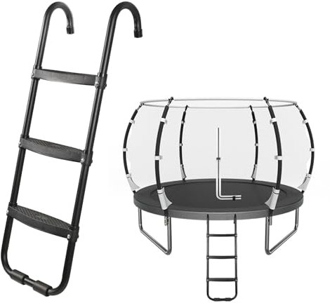 LeffEase 3-Step Trampoline Ladder, 220Lbs Capacity, Silver Or Aluminum, Metal, Easy Assembly, Anti-Slip, Waterproof, Rust-Resistant
