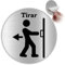 LEIASA | Señal Adhesiva Tirar Puerta - Diámetro Ø 100 mm - Grosor 0.8 mm - Aluminio - Rótulo de Tirar Puerta - Signo Tirar Puerta - Cartel Adhesivo 3M Dirección Puerta - Señal Tirar Puerta