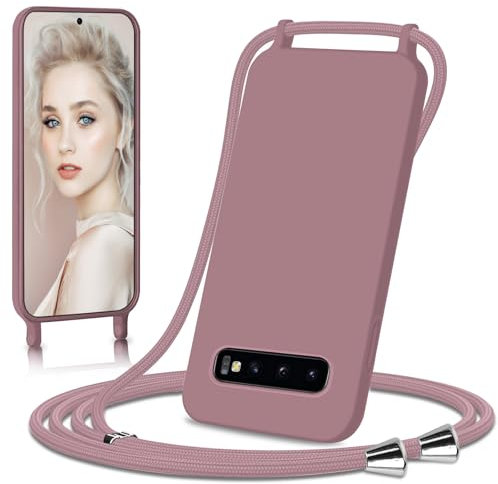 Ailicici Handykette für Samsung Galaxy S10, Silikon Case mit Handykordel, Schutzhülle zum Umhängen, Rosa, für Samsung S10 Hülle mit Band
