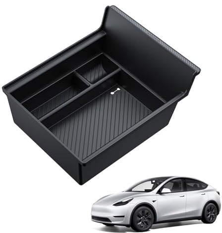 BASENOR Center Console Organizer Tray for Tesla Model Y 2021-2024 Model 3 2021-2023 (Carbon Edition), Tesla Console Hidden Drawer Storage Box Interior Accessories