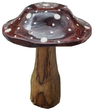 ZauberDeko Pilz Dekofigur Braun Gepunktet Natur Holz Herbst Winter 2 Größen Deko, Größe:Klein