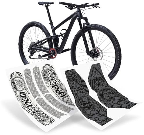 Riesel Design - Tape 3000 Fahrrad Kettenschutz und Gabelschutz | Stylische Fahrrad Schutzfolie Selbstklebende Shapes/MTB (Illuminati Set)