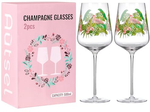Autsel Weingläser Set 2Er (500 Ml) • Geschenke für Frauen • Kratzfeste Weingläser • Weinglas Personalisiert • Zeitlose Gläser für Weißwein • Personalisierte Geschenke