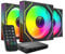 MARS GAMING MF-3DPROKIT, Kit 3x Ventiladores PWM 120mm, Iluminación ARGB Infinity Mirror 3D, Sistema Control PWM, Rodamientos FDB, Mando a Distancia y HUB, Compatibilidad Total ARGB, Negro