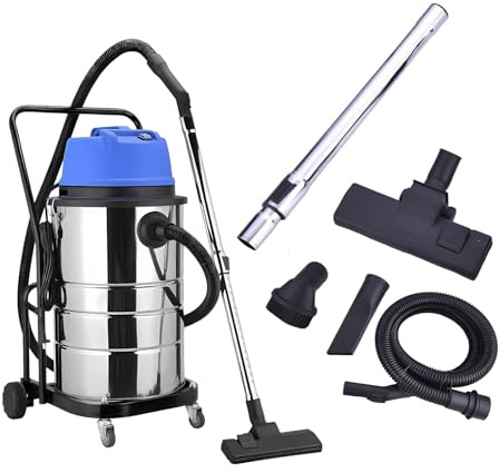 KAIKAFEI Industriesauger 60L Edelstahl 1400W, Nass Trocken Funktion, Eva-Schlauch Langlebig, (Blue)