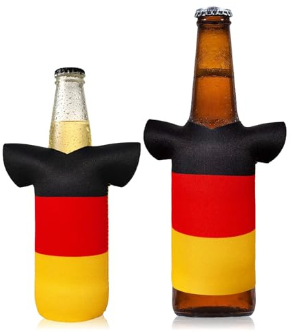 2 Stück Deutschland Flaschenkühler aus Neopren – Fussball 2026 Fanartikel & Deko – Isolierender Getränkekühler für 0,33l bis 0,5l Flaschen – Bierkühler Set für Public Viewing, Grillen & Party