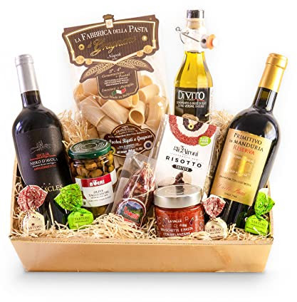 Feinkost Geschenkkorb SAPORI D'ITALIA DELUXE mit ausgesuchten italienischen Delikatessen Spezialitäten - Geschenkset Italien