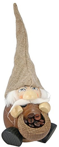 Seiffener Volkskunst | Räuchermann Figur | Duftzwerg 19 cm | Räucherfigur | Räuchermännchen Erzgebirge Original | 19029 | Duftzwerg Kaffee