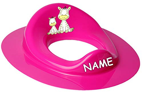 Toilettensitz/Toilettenaufsatz/Sitzverkleinerer - pink - rosa Tiere - Zebra inkl. Name - Bieco - Standardgröße mit Lehne & Pullerschutz - Verkleinerer..