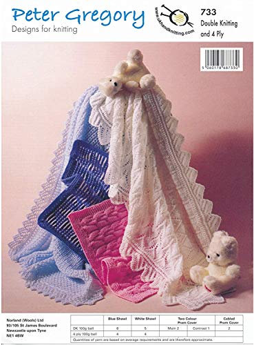 Peter Gregory Double Knitting and 4 Ply Pattern 733 - Shawls and Pram Covers