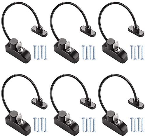 Seatecks 6 Pezzi Cavo Limitatore di Apertura Porta Finestra Finestre per Bambini Window Restrictor Lock Blocco Viti di Sicurezza del di Sicurezza con Chiavi-Nero