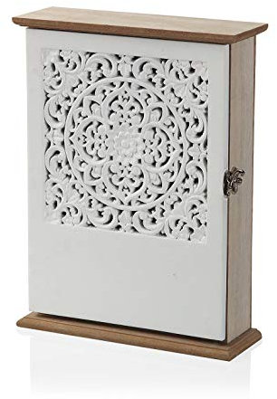 BigBuy Home Armoire à clés, Bois d'ingénierie, Blanc, 7 x 26 x 21 cm