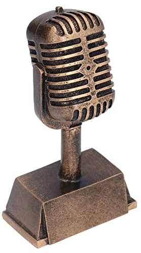 OUKENS Microphone Trophy, Music Award Trophy Synthetic Resin Decorative Microphone Tabletop Ornament for Karaoke, Singing Competitions