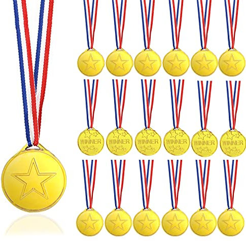 LeFeirr 18 Stück Medaillen für Kinder, Sporttag Medaillen Gewinner Goldmedaillen für Kindergeburtstag Fussball oder Schule Mini-Olympiade